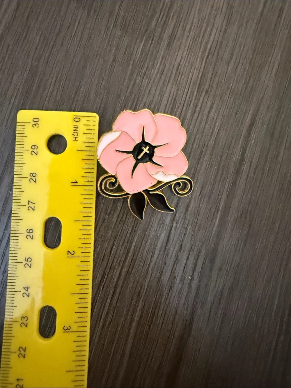 Pink Enamel Floral Lapel Pin by